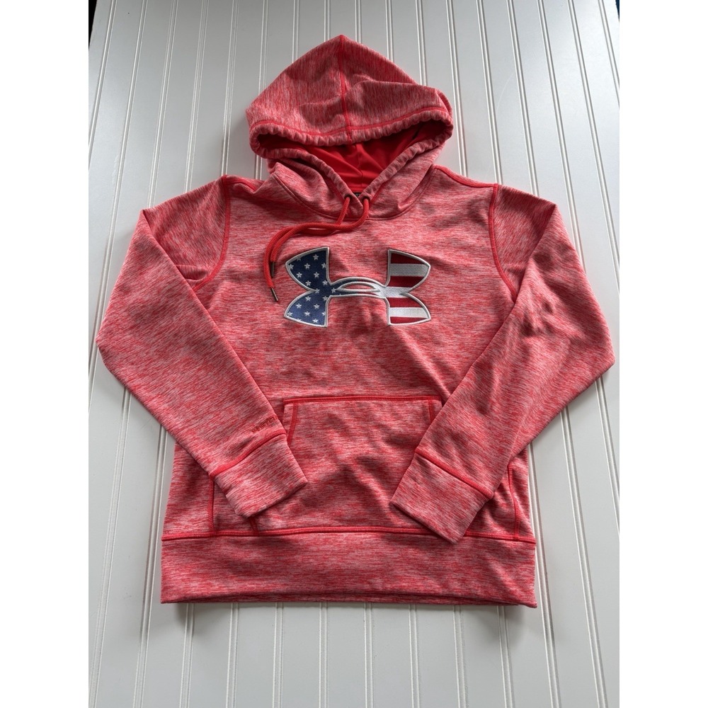 Under Armour USA Freedom Hoodie XS Pink Storm Patriotic Stars Stripes Loose Fit